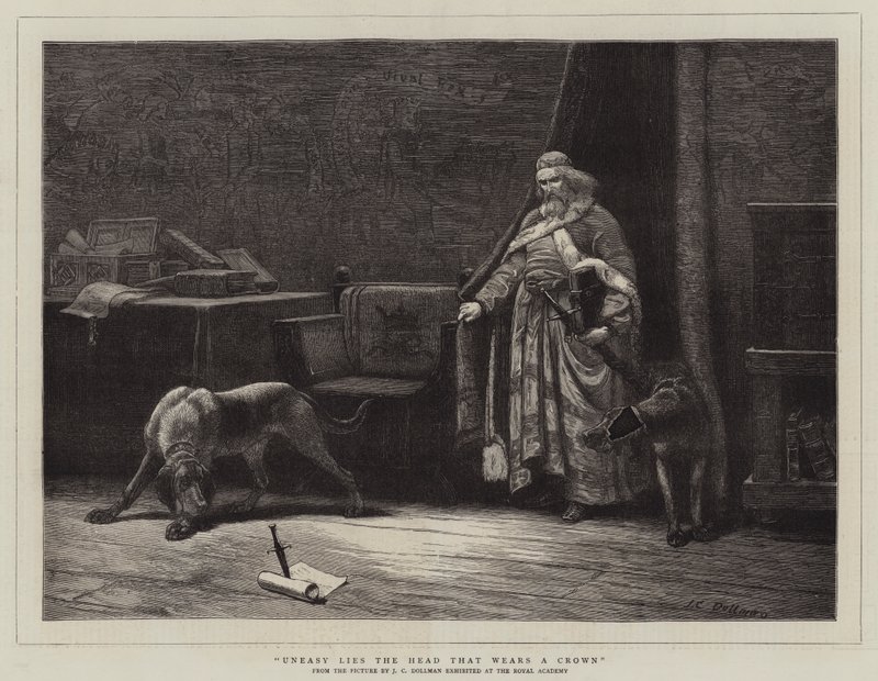 Inquieta yace la cabeza que lleva una corona de John Charles Dollman
