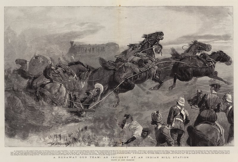 Un equipo de cañón fugitivo, un incidente en una estación de montaña india de John Charlton