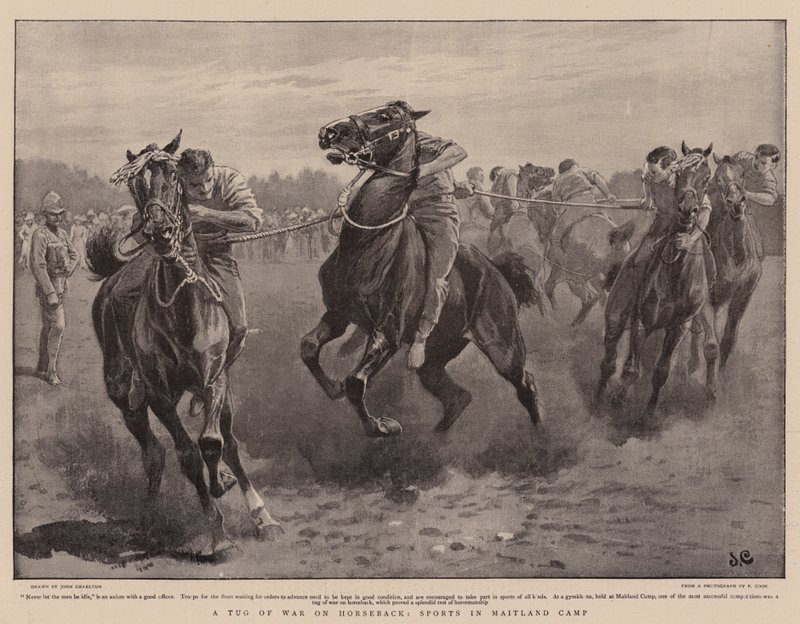 Un tira y afloja a caballo, deportes en el campamento de Maitland de John Charlton