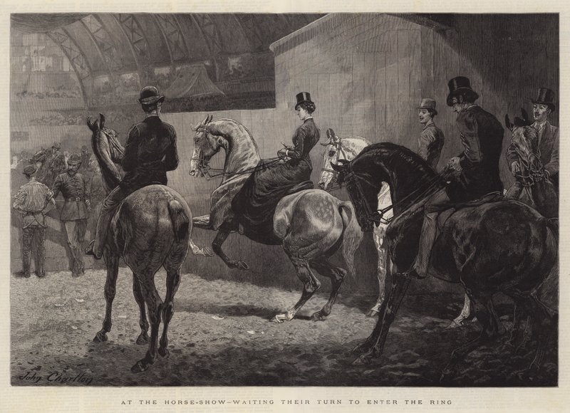 En la exhibición de caballos, esperando su turno para entrar al ring de John Charlton
