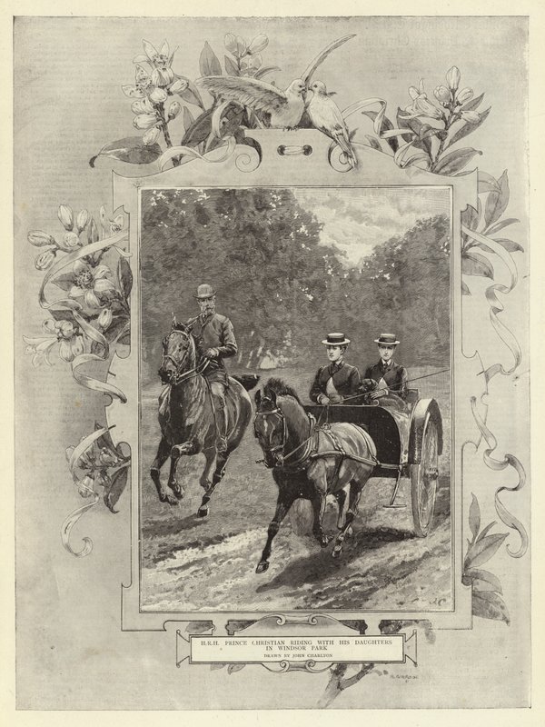 S.A.R. el Príncipe Christian cabalgando con sus hijas en el Parque de Windsor de John Charlton