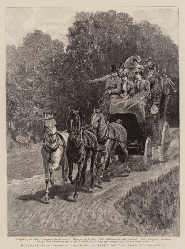 Vacaciones cerca de Londres, Paseo en Carruaje en Essex en el Camino a Chigwell de John Charlton