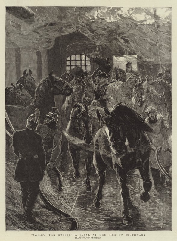 Salvando los Caballos, una Escena en el Incendio en Southwark de John Charlton