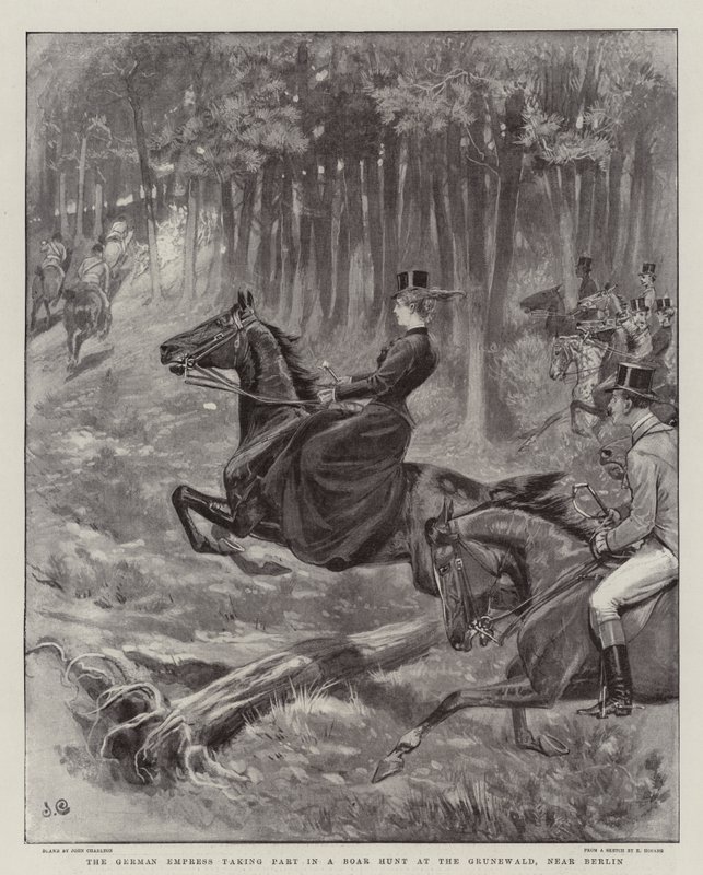 La emperatriz alemana participando en una cacería de jabalíes en el Grunewald, cerca de Berlín de John Charlton