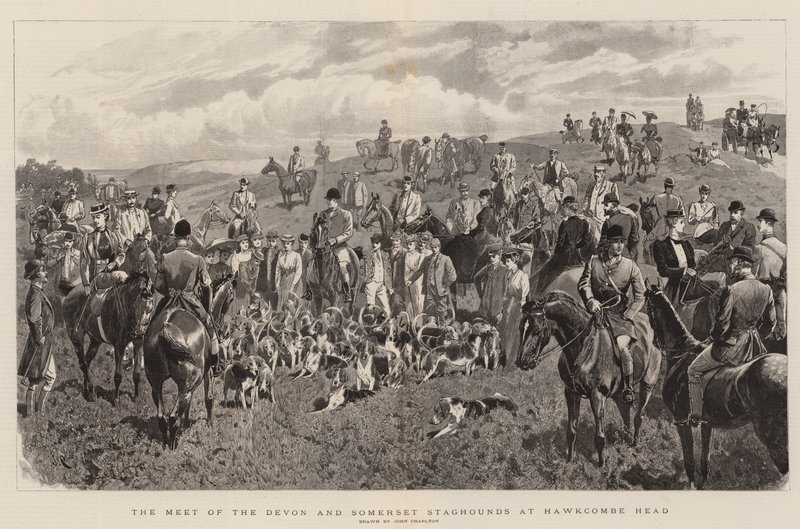 La Reunión de los Sabuesos de Devon y Somerset en Hawkcombe Head de John Charlton