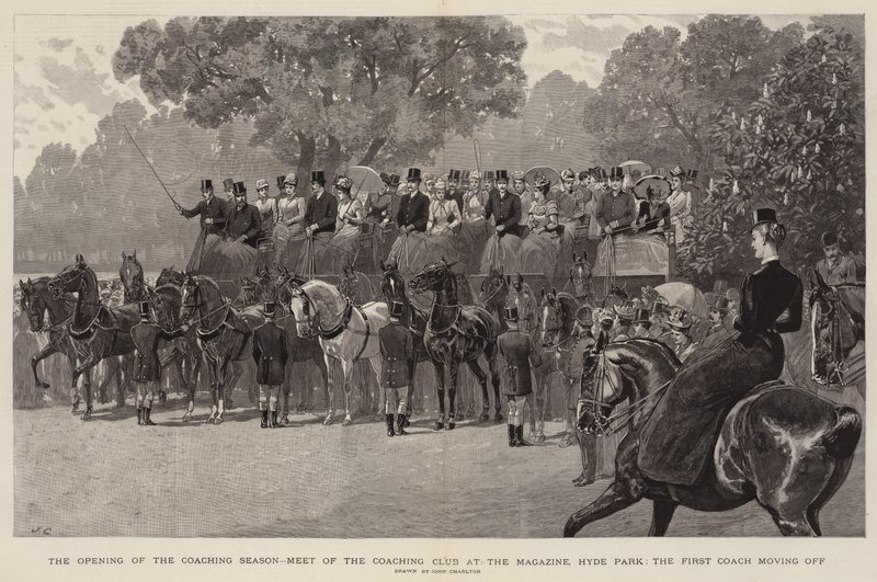 La apertura de la temporada de entrenadores, encuentro del Club de Entrenadores en el Magazine, Hyde Park, el primer entrenador partiendo de John Charlton