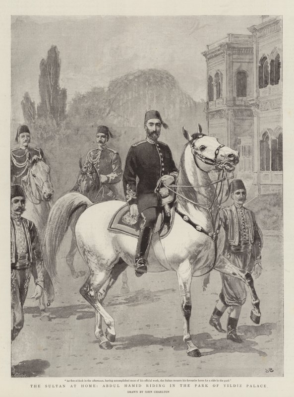 El sultán en casa, Abdul Hamid montando en el parque del Palacio de Yildiz de John Charlton