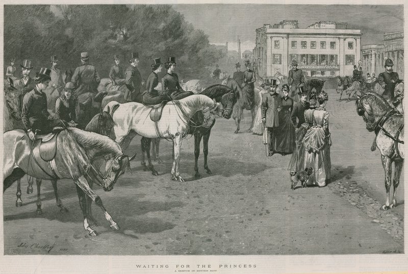 Esperando a la Princesa: un boceto en Rotton Row, Hyde Park, Londres de John Charlton
