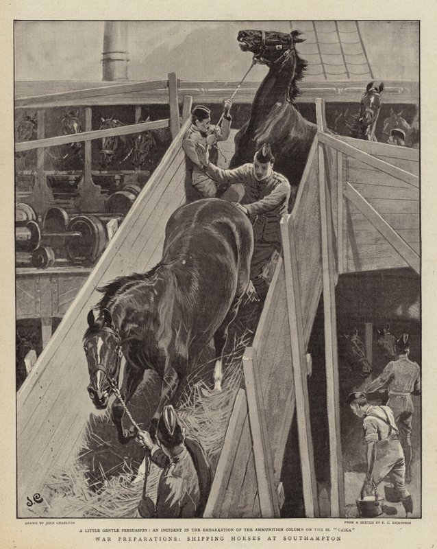 Preparativos de Guerra, embarque de Caballos en Southampton de John Charlton