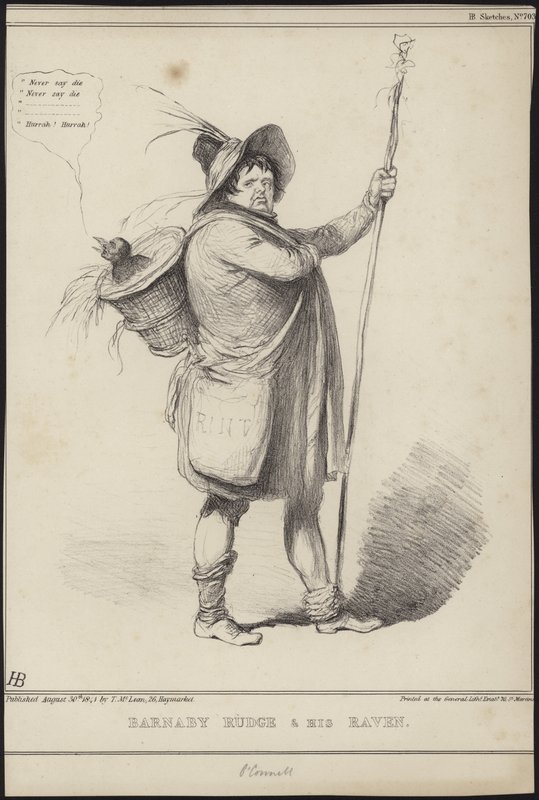 Barnaby Rudge y su cuervo, ilustración de 