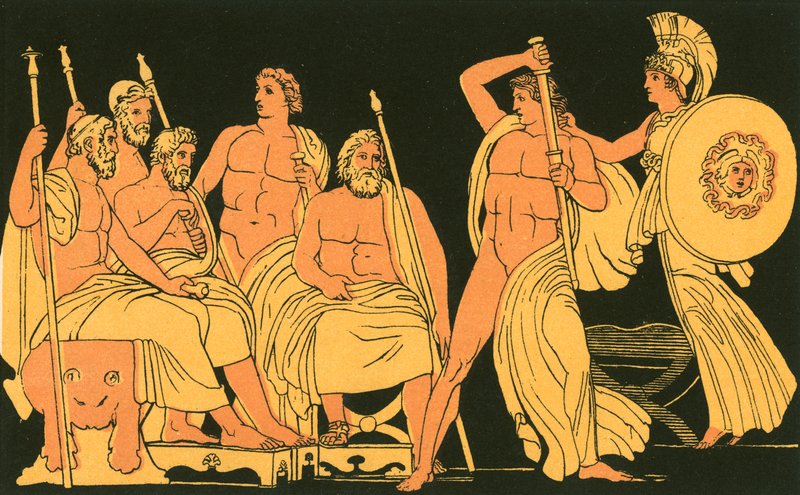 Atenea reprimiendo la furia de Aquiles de John Flaxman