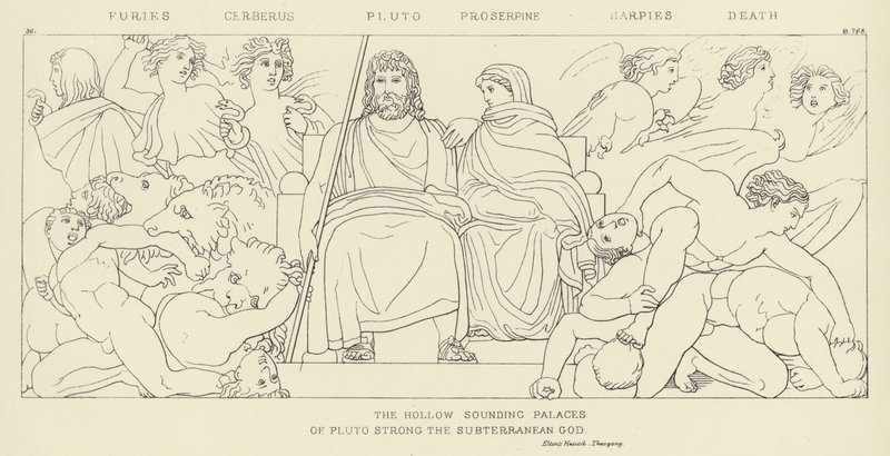 Furias, Cerbero, Plutón, Proserpina, Arpías, Muerte de John Flaxman