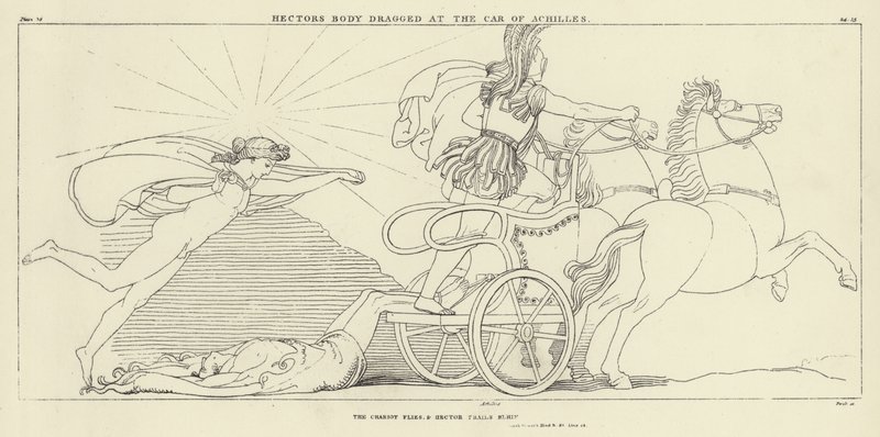 El cuerpo de Héctor arrastrado por el carro de Aquiles de John Flaxman