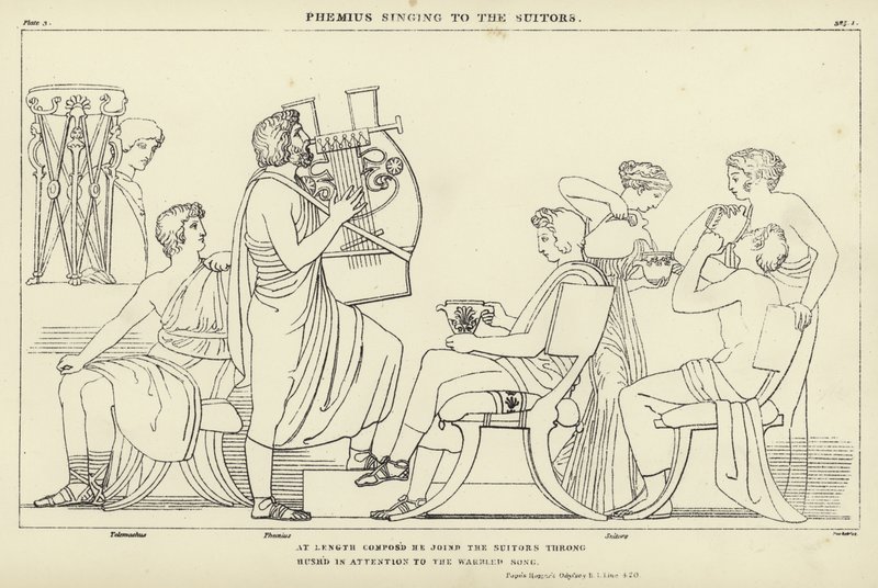 Femio cantando a los pretendientes de John Flaxman