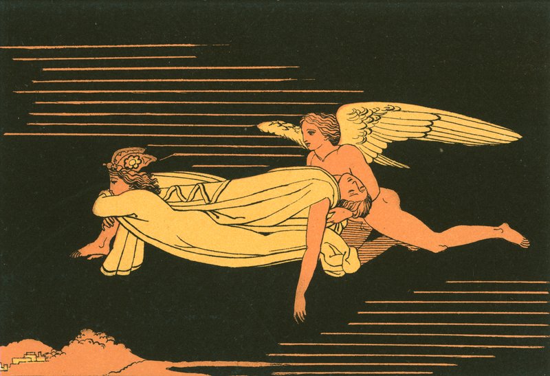 El sueño y la muerte transportando el cuerpo de Sarpedón a Licia de John Flaxman