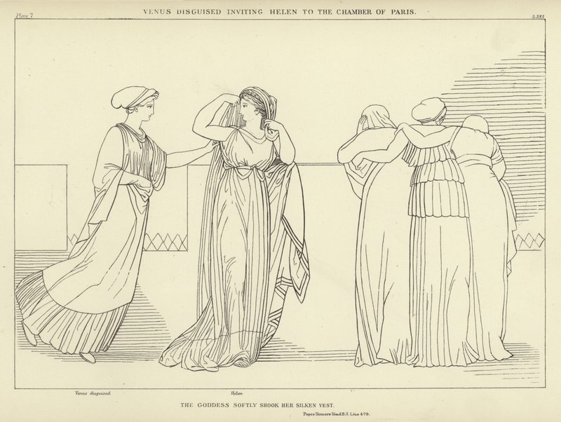 Venus disfrazada invitando a Helena a la cámara de París de John Flaxman