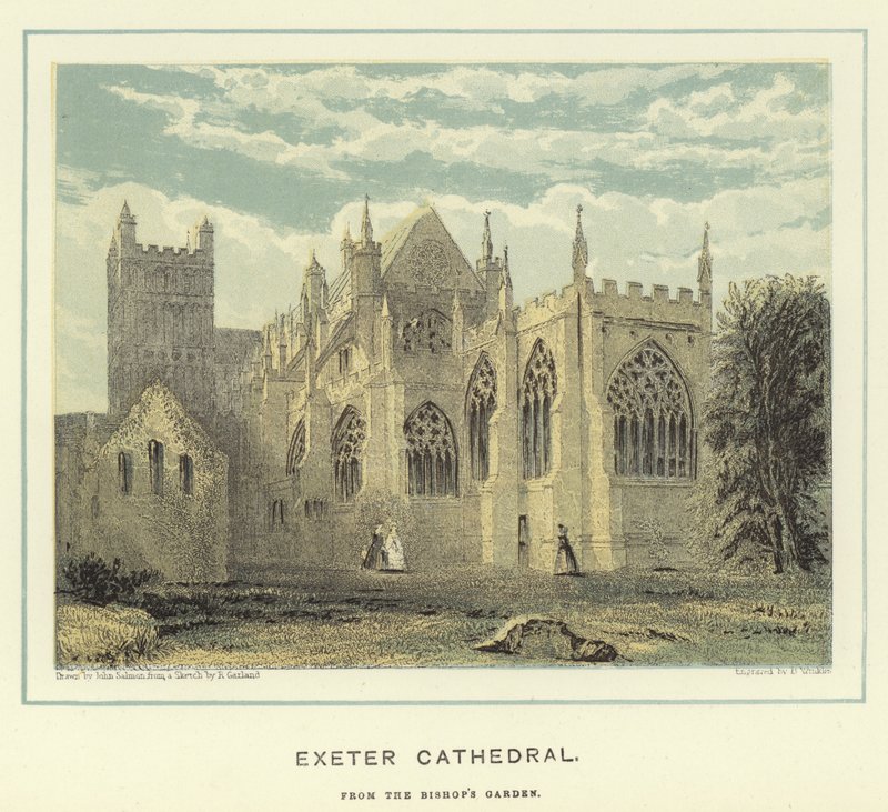 Catedral de Exeter, desde el jardín del obispo de John Francis Salmon