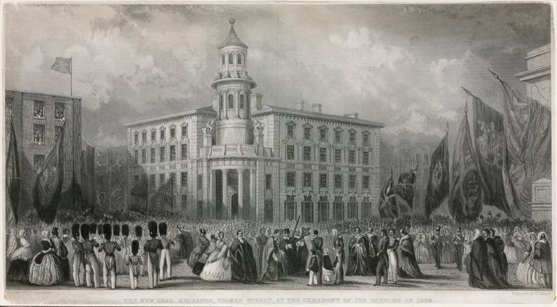 El Nuevo Intercambio de Carbón, Calle Thames, en la ceremonia de su inauguración en 1849 de John Francis Salmon