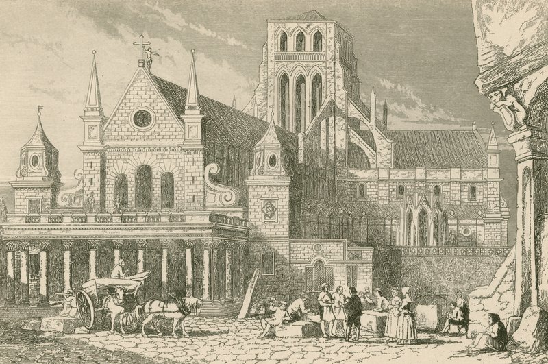 Leonard Holt conversando con los albañiles frente al pórtico de San Pablo de John Franklin
