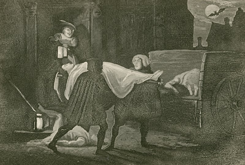 El cuerpo de Amabel llevado al carro de los muertos de John Franklin