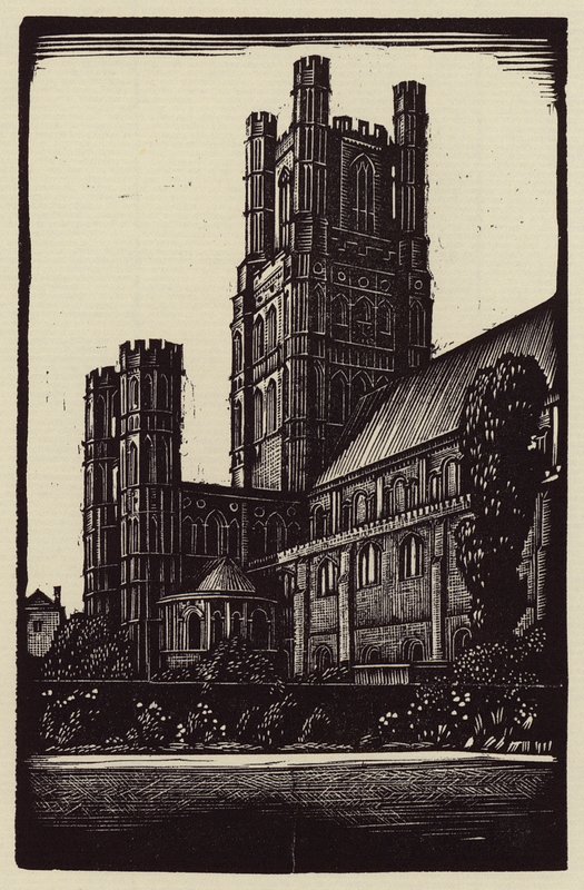 Catedral de Ely: Desde el jardín del deán (xilografía) de John Frederick Greenwood