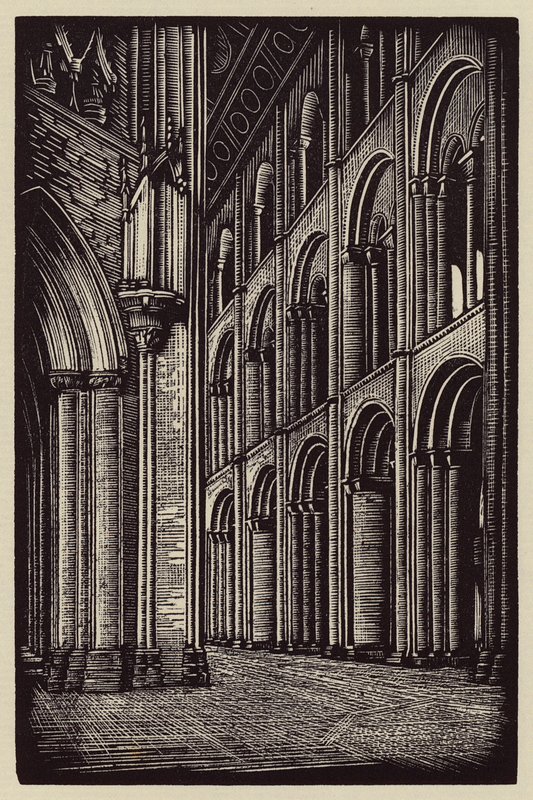 Catedral de Ely: La nave mirando al oeste (xilografía) de John Frederick Greenwood