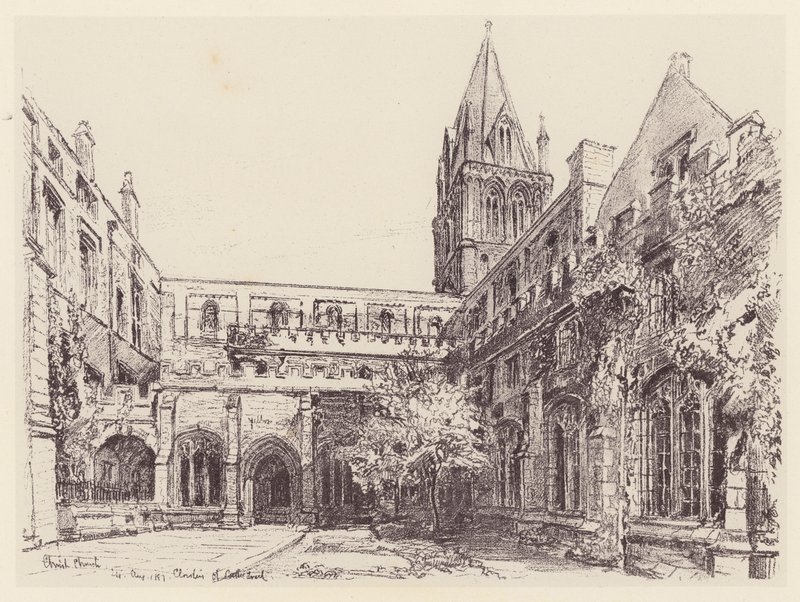 Claustros de Christ Church (litografía) de John Fulleylove