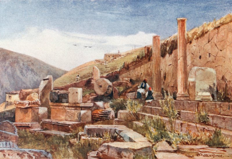 Delfos. El pórtico de los atenienses de John Fulleylove