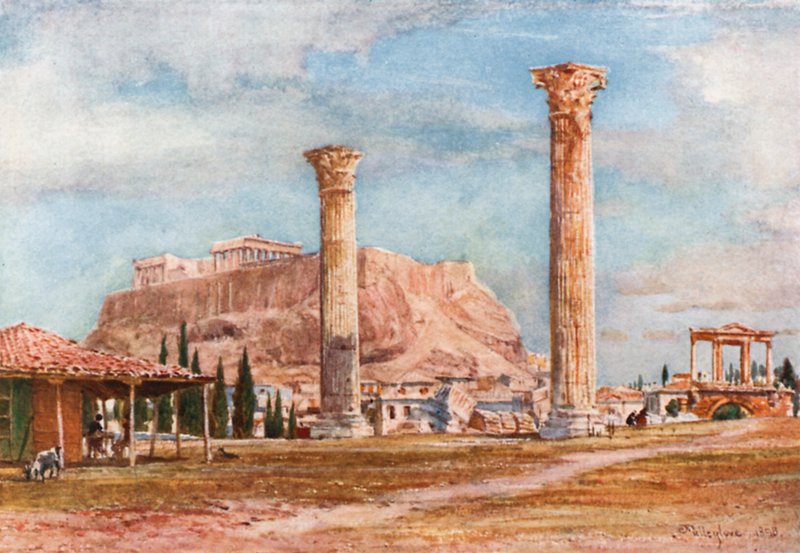 La Acrópolis desde el sitio del Templo de Zeus Olímpico de John Fulleylove