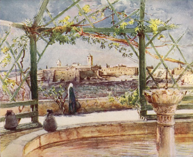 La Iglesia de la Natividad en Belén, desde un Jardín en la Colina opuesta de John Fulleylove