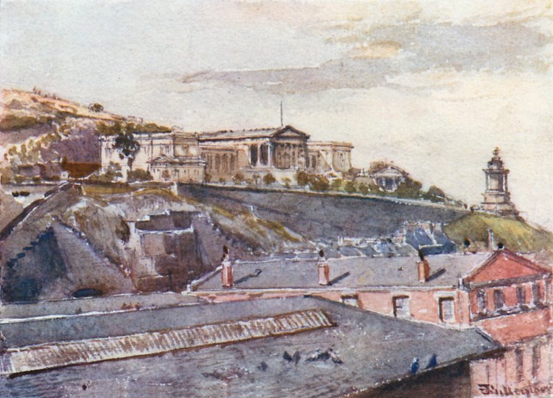 La escuela secundaria y el monumento de Burns desde la calle Jeffrey de John Fulleylove