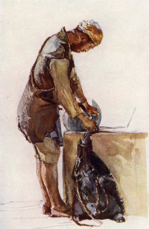 Portador de agua llenando piel, Jerusalén de John Fulleylove