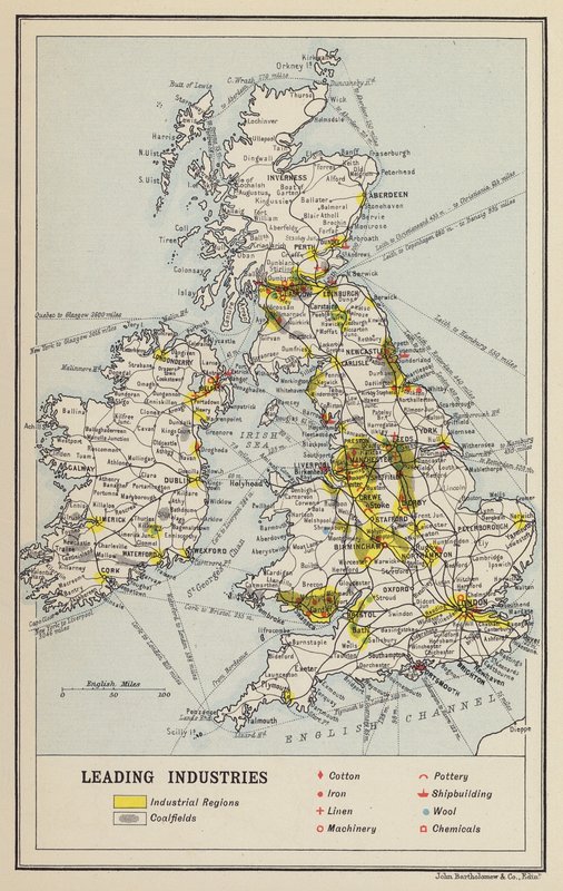 Islas Británicas, Economía, Industrias punteras (litografía) de John George Bartholomew
