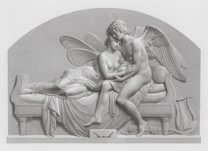 Cupido y Psique (grabado) de John Gibson