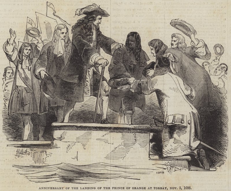 Aniversario del desembarco del Príncipe de Orange en Torbay, 5 de noviembre de 1688 de John Gilbert