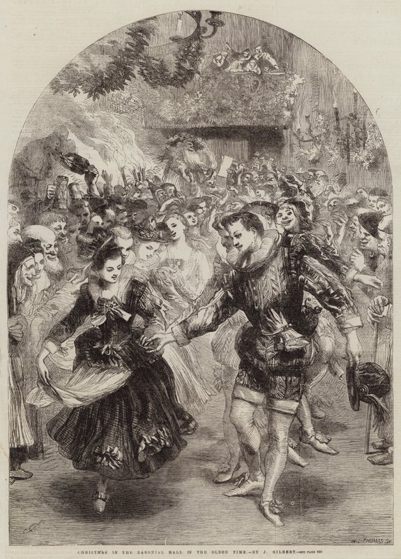 Navidad en el Salón Baronial en los Tiempos Antiguos de John Gilbert