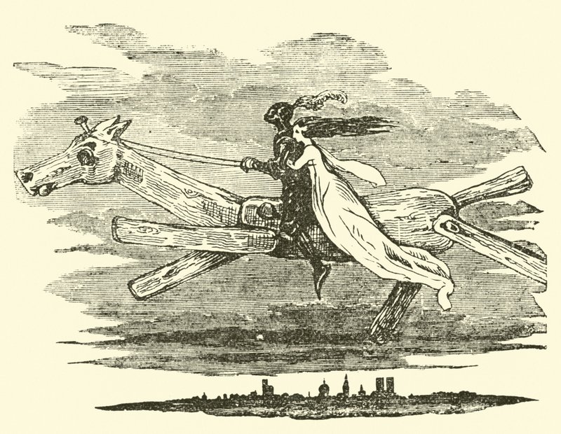 Don Quijote en el caballo encantado de John Gilbert