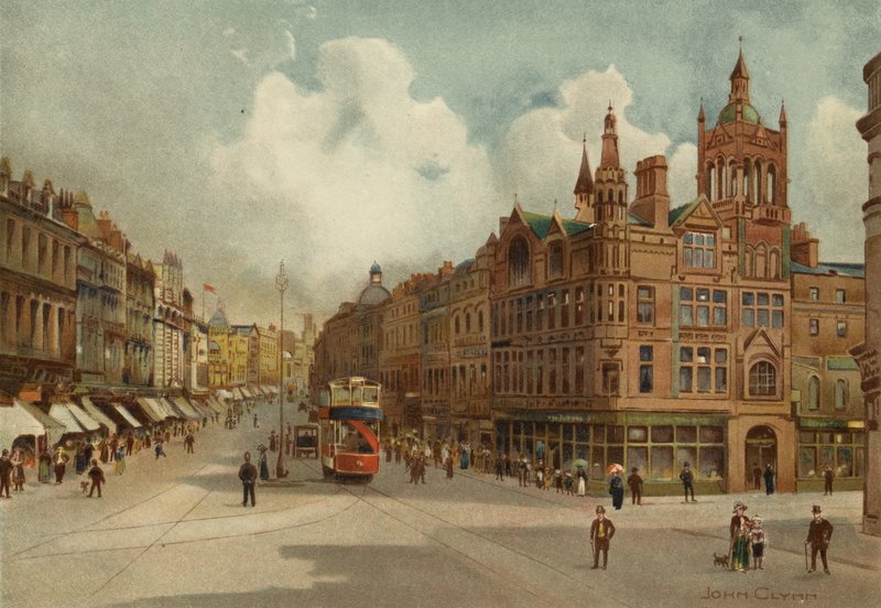 Liverpool: Lord Street, con Church Street a lo lejos (litografia en color) de John Glynn