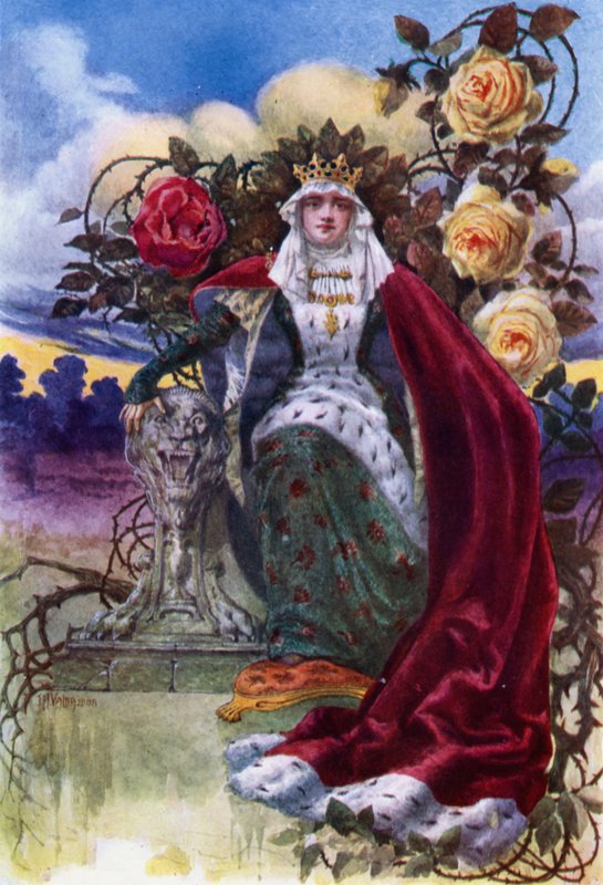 Una reina de rosas (litografia en color) de John Harris Valda