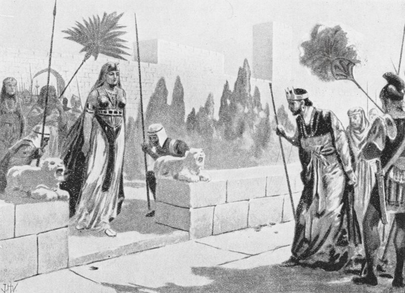 Cleopatra visita a Herodes, c 33 a.C. (litografía) de John Harris Valda