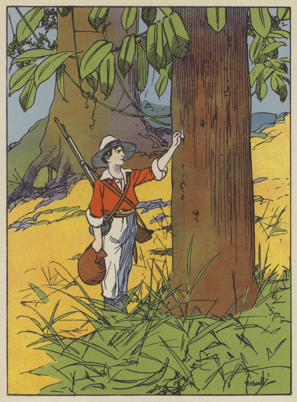 Ilustración para Swiss Family Robinson (litografía en color) de John Hassall