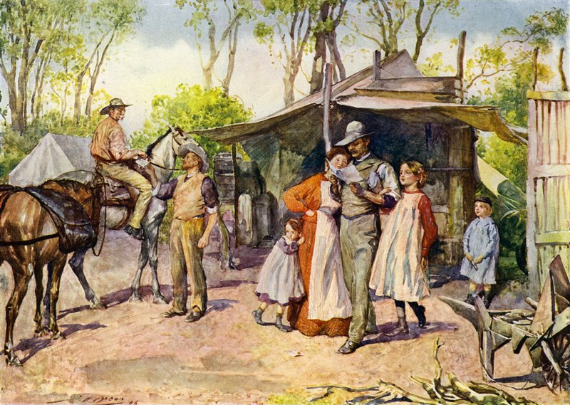 Entregando cartas en el campo australiano de John Henry Frederick (after) Bacon
