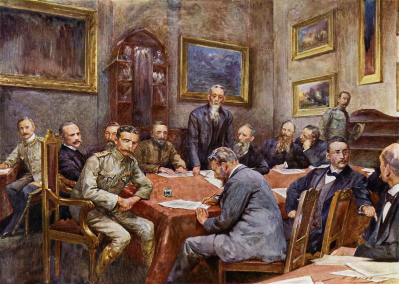 Firma del tratado de paz en Pretoria de John Henry Frederick (after) Bacon