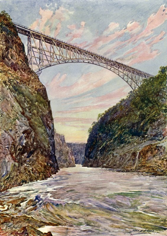El puente sobre las Cataratas Victoria, Rodesia de John Henry Frederick (after) Bacon