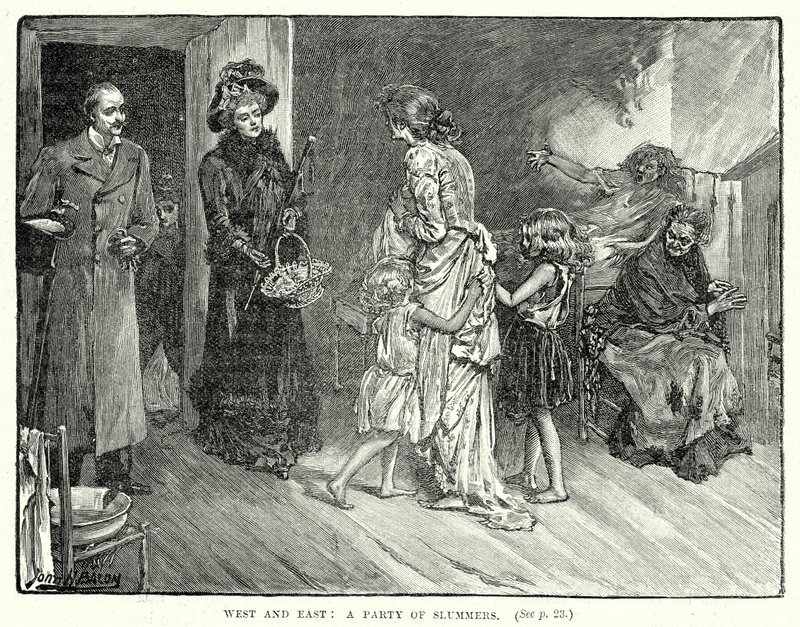 Oeste y Este: Un grupo de chabolistas (grabado) de John Henry Frederick (after) Bacon