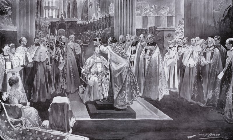 La coronación del rey Eduardo VII por el arzobispo de Canterbury, Abadía de Westminster, Londres, 1902 de John Henry Frederick Bacon