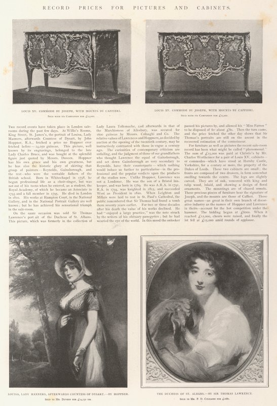 Precios récord para cuadros y gabinetes de John Hoppner