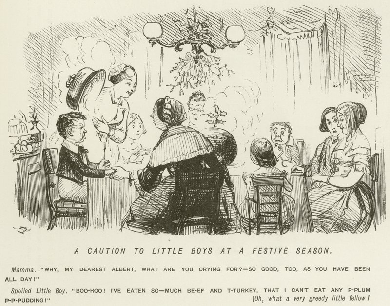 Una advertencia para los niños pequeños en una temporada festiva de John Leech