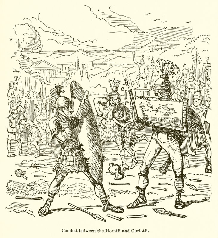 Combate entre los Horacios y los Curiacios de John Leech