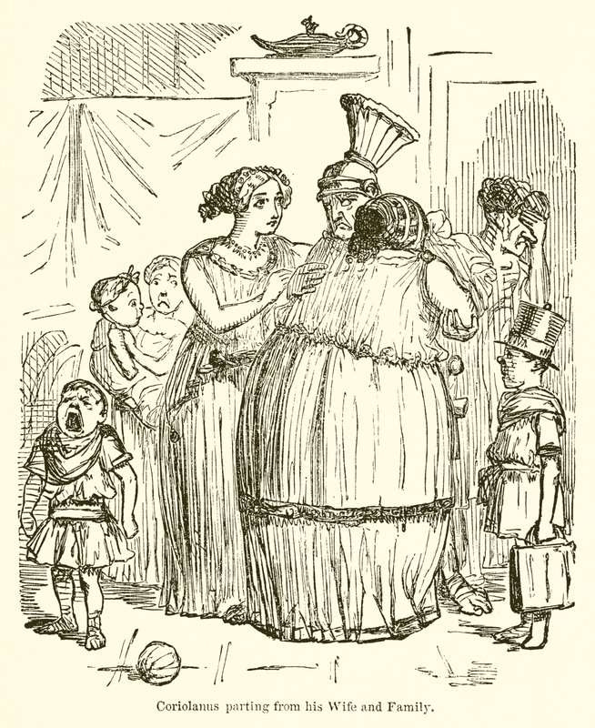 Coriolano despidiéndose de su esposa y familia de John Leech